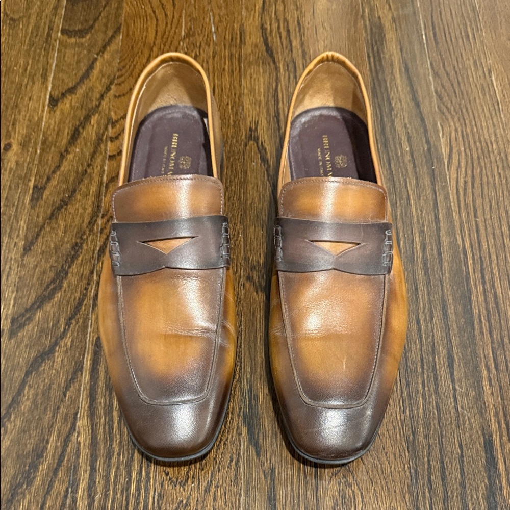 Bruno Magli Two-Tone Brown Leather Loafers